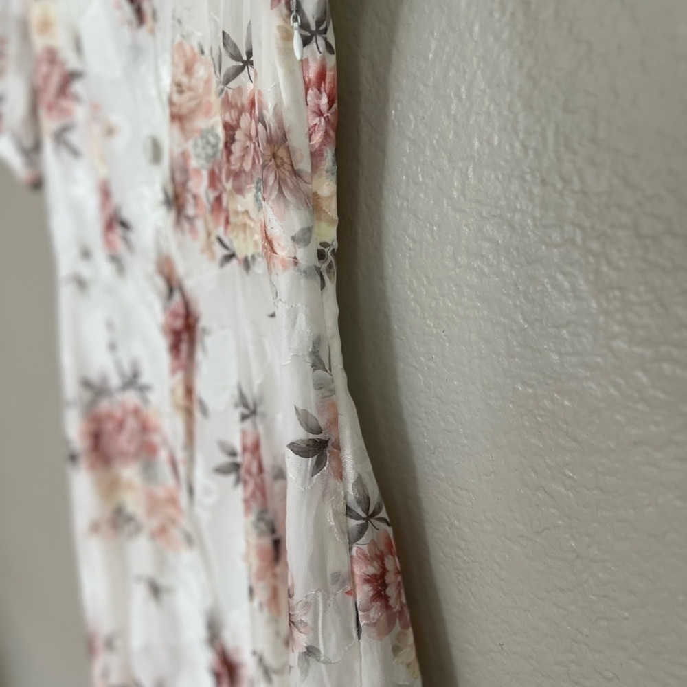 Moment of Beauty White Floral Print Button-Front Midi Dress - Picture 9 of 10